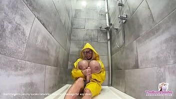 Play Biggest Futanari cumshot in shower!