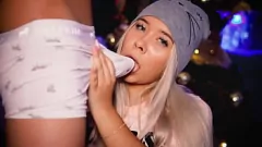 Play Latina BBW Blonde's Close-up Deepthroat Blowjob Show
