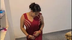 Play Skinny Housewife's First Porn: Non-Stop Red Saree Licking & Big Cock