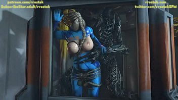 Play Samus Aran trapped with the Xenomorph 3D Animation